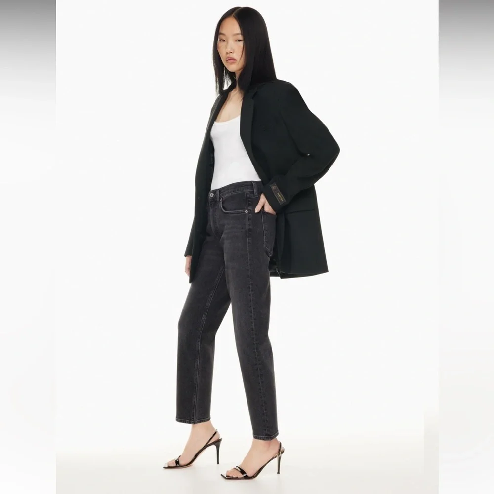 Agolde black kye mid rise straight crop jeans size 22 - Picture 2 of 14